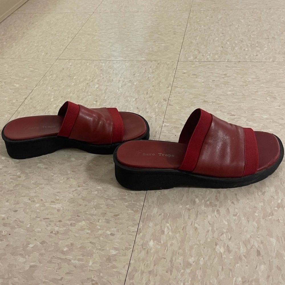 Red chunky platform sandal